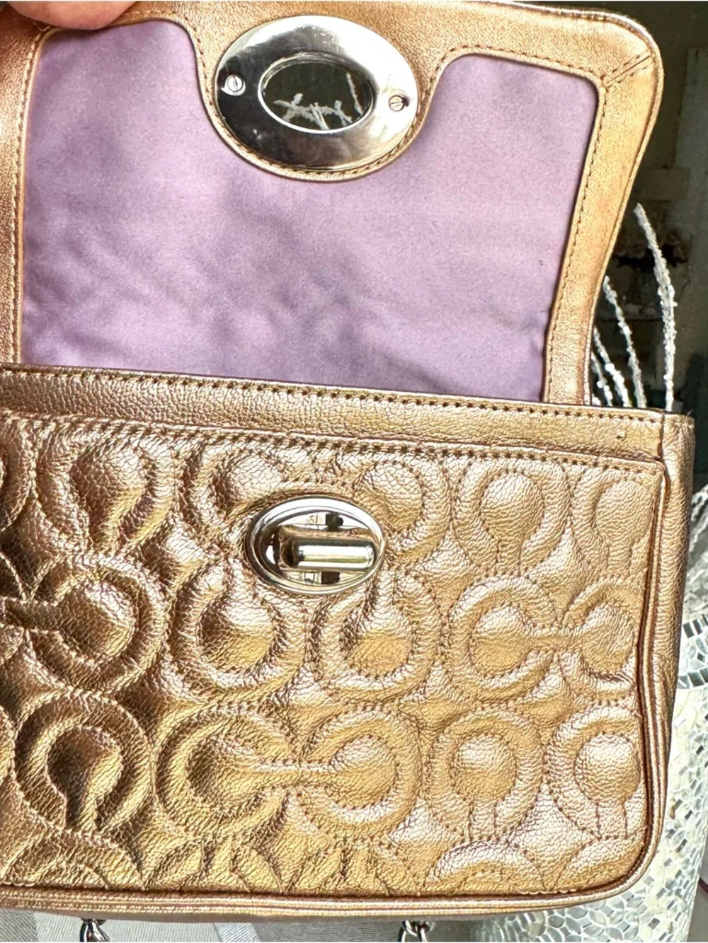 🆕 Coach Metallic Leather Madison Chain Mini Shoulder Bag Crossbody